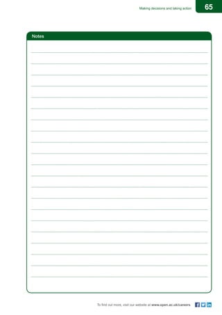 65Making decisions and taking action
To find out more, visit our website at www.open.ac.uk/careers
Notes
	
	
	
	
	
	
	
	
	
	
	
	
	
	
	
	
	
	
	
	
	
 