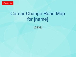 Career Change Road Map for [name] [date] Example 