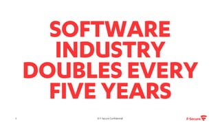 © F-Secure Confidential5
SOFTWARE
INDUSTRY
DOUBLES EVERY
FIVE YEARS
 