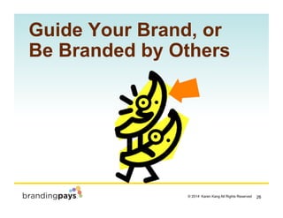 26? 2014 Karen Kang All Rights Reserved!
Guide Your Brand, or
Be Branded by Others
 