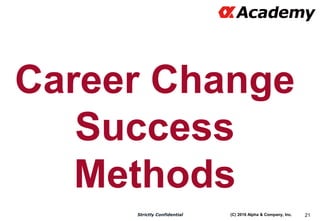 (C) 2016 Alpha & Company, Inc.Strictly Confidential 21
Career Change
Success
Methods
 