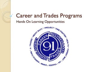 Career and Trades Programs
Hands On Learning Opportunities
 