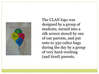 Evolution of the Preschool – Year 2 programTeachers involved in whole school PDCame to opening and closing ceremonyYear 1 and 2 had own activities and Year 2 presented at closing ceremony; Preschool dressupPreschool parental involvement – Activity based, children rotating in groups; dressupsBuilding (including a digger)