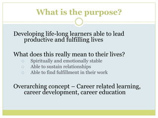 Futures FestivalTried to get people who have a futures perspective in their work.  Life skills – Based on  Program Achieve “You can do it!” Education.