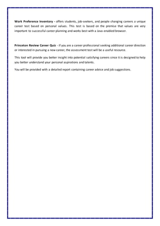 Career assessment in nursing | PDF