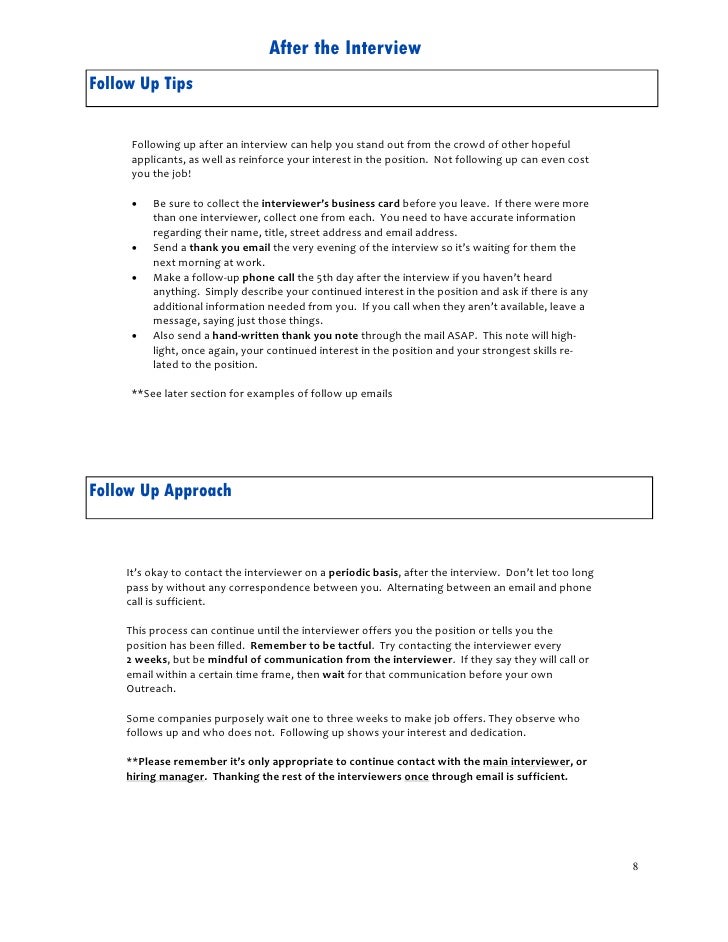 7 8 after the interviewfollow up tips following