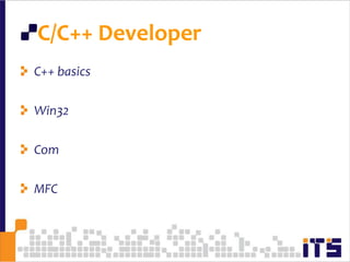 C/C++ DeveloperC++ basicsWin32ComMFC75