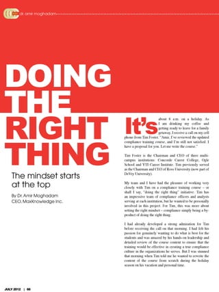 Career College Central Article - Doing the Right Thing