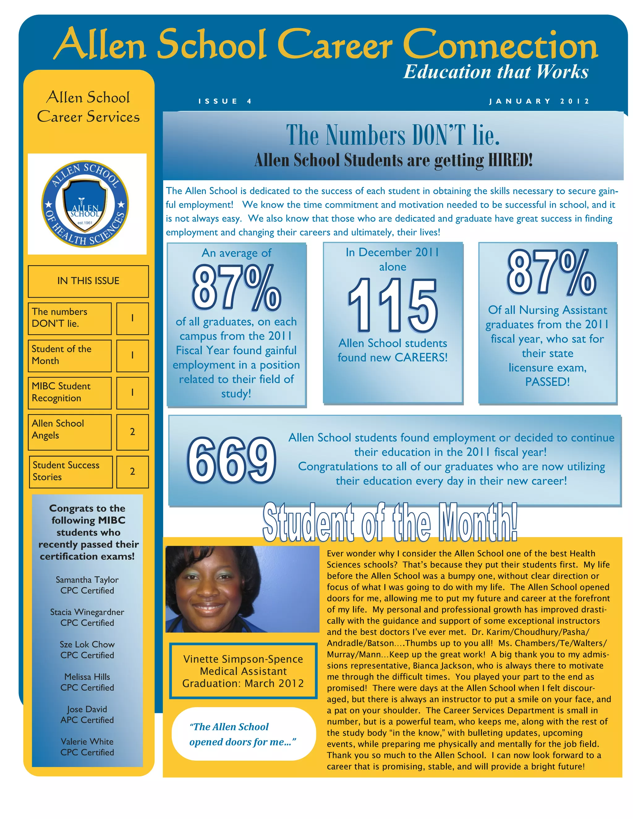 Allen School Career Connection January 2012 PDF