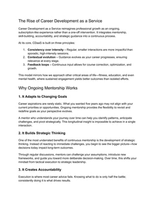 Career Development as a Service: The Power of Ongoing Mentorship for ...