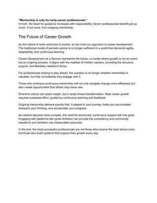 Career Development as a Service: The Power of Ongoing Mentorship for ...