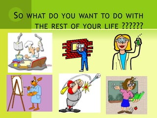 SO WHAT DO YOU WANT TO DO WITH
THE REST OF YOUR LIFE ??????
 