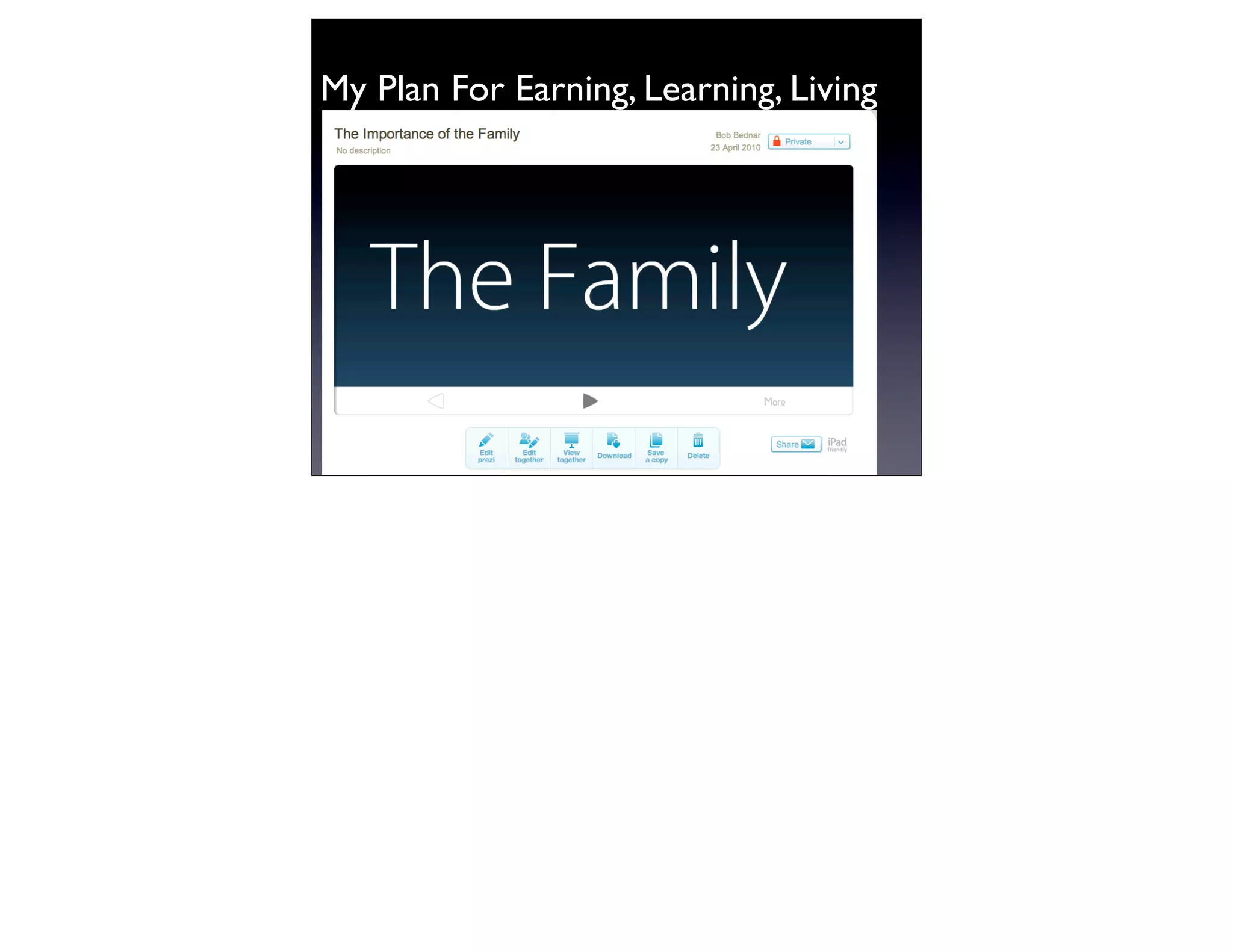 My Plan For Earning, Learning, Living




    • Prezi Presentation
 