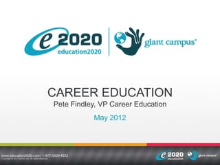 CAREER EDUCATION
Pete Findley, VP Career Education
           May 2012
 