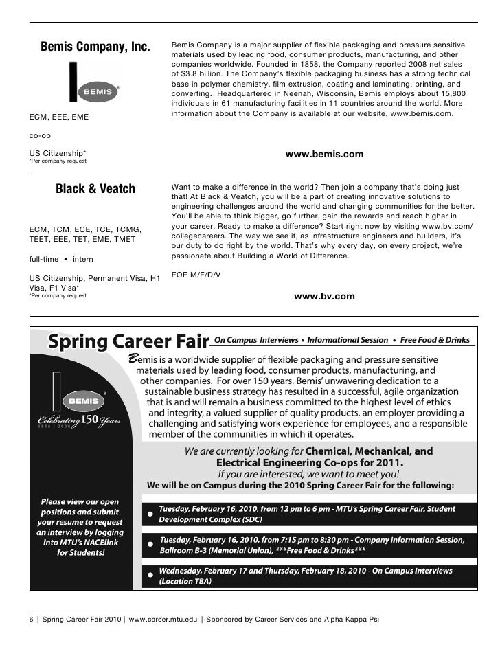 career fair guidebook spring 2010 bnsf company information flyer for job fair