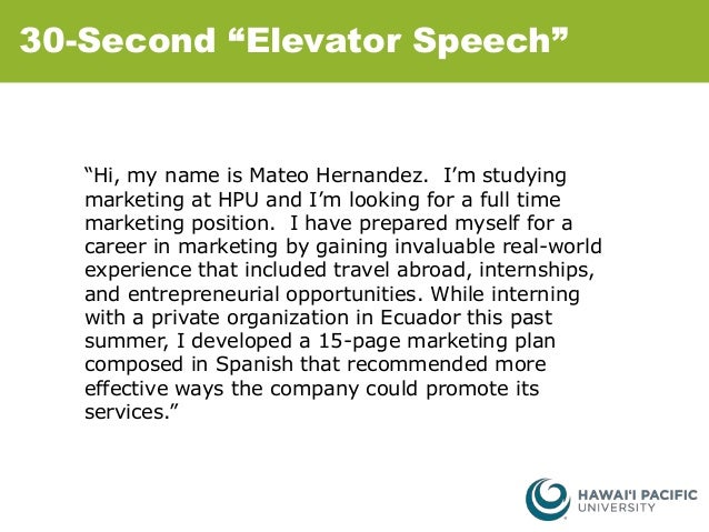 how to effectively prepare for and attend a career fair 30 second elevator pitch example