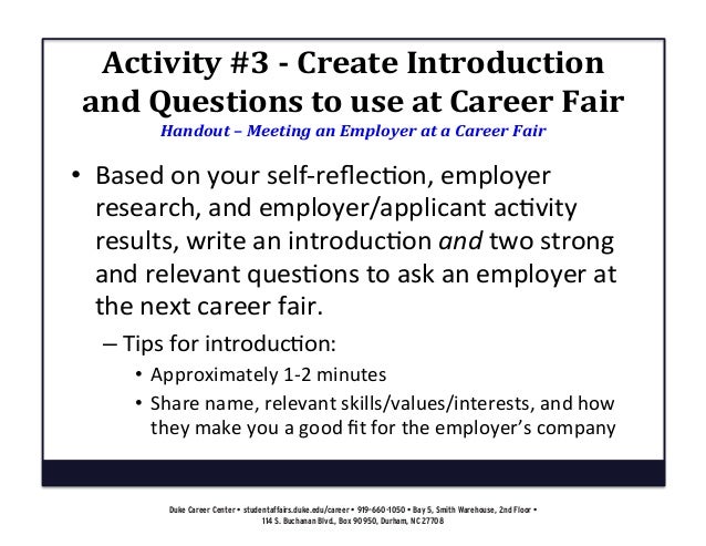 questions to ask at a career fair