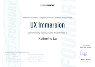 CareerFoundry UX Immersion Certificate
