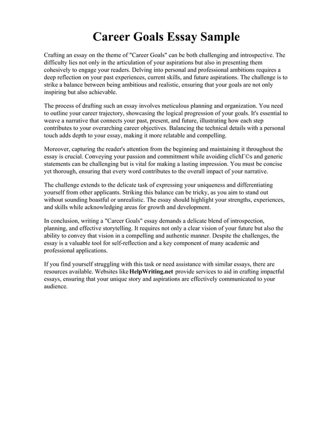 Career Goals Essay Sample PDF