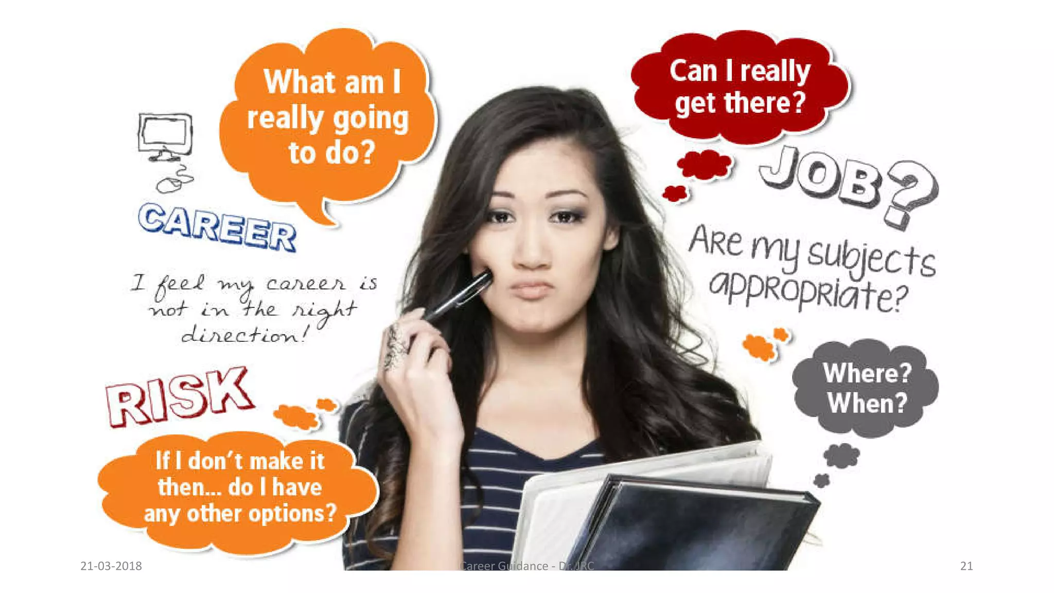 Take home message
21-03-2018 Career Guidance
Take home message
Career Guidance - Dr. JRC 21
 