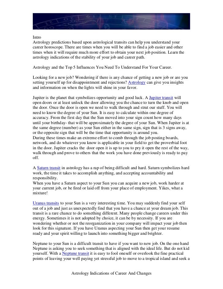 Career Horoscope Astrology Indications For Changing Jobs - 