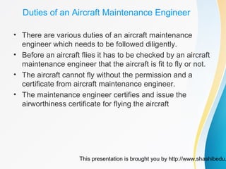 Career in aircraft maintenance engineering | PPT