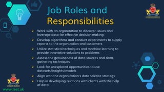 Job Roles and
Responsibilities
 Work with an organization to discover issues and
leverage data for effective decision mak...