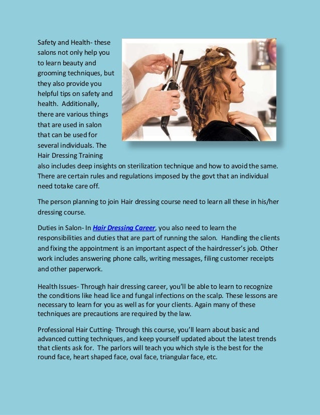 Career in Hair Dressing Techniques