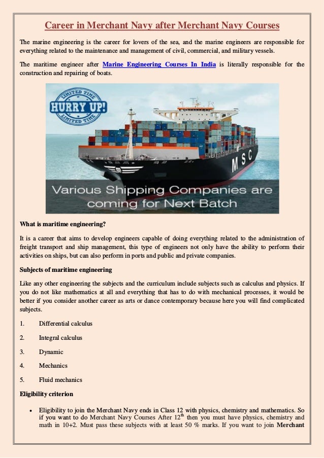 Career in merchant navy after merchant navy courses