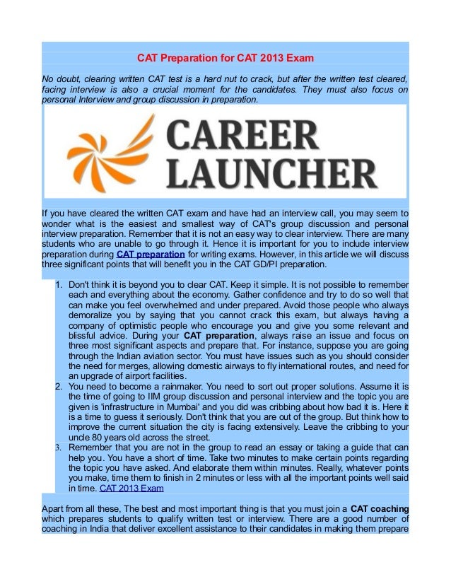 Career launcher cat preparation for cat 2013 exam