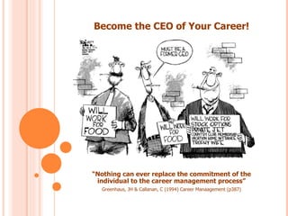 Become the CEO of Your Career!




“Nothing can ever replace the commitment of the
 individual to the career management process”
  Greenhaus, JH & Callanan, C (1994) Career Manaagement (p387)
 
