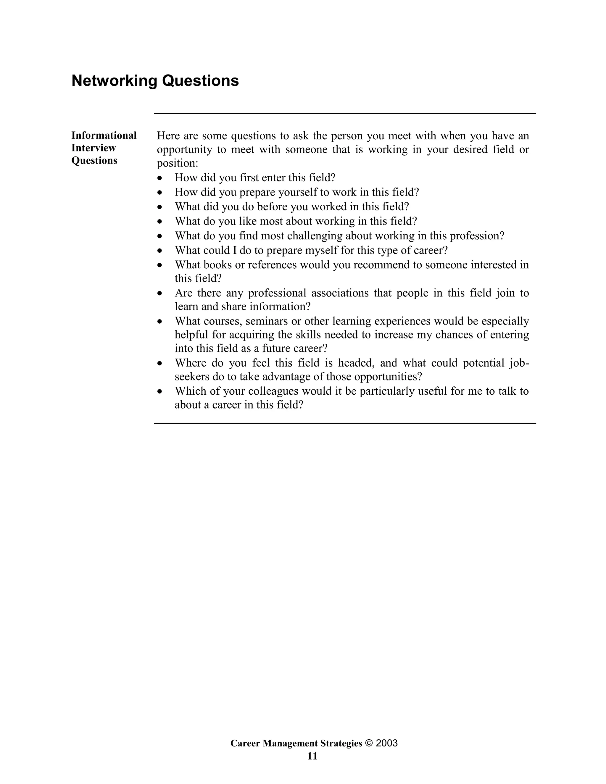 Career Management Strategies