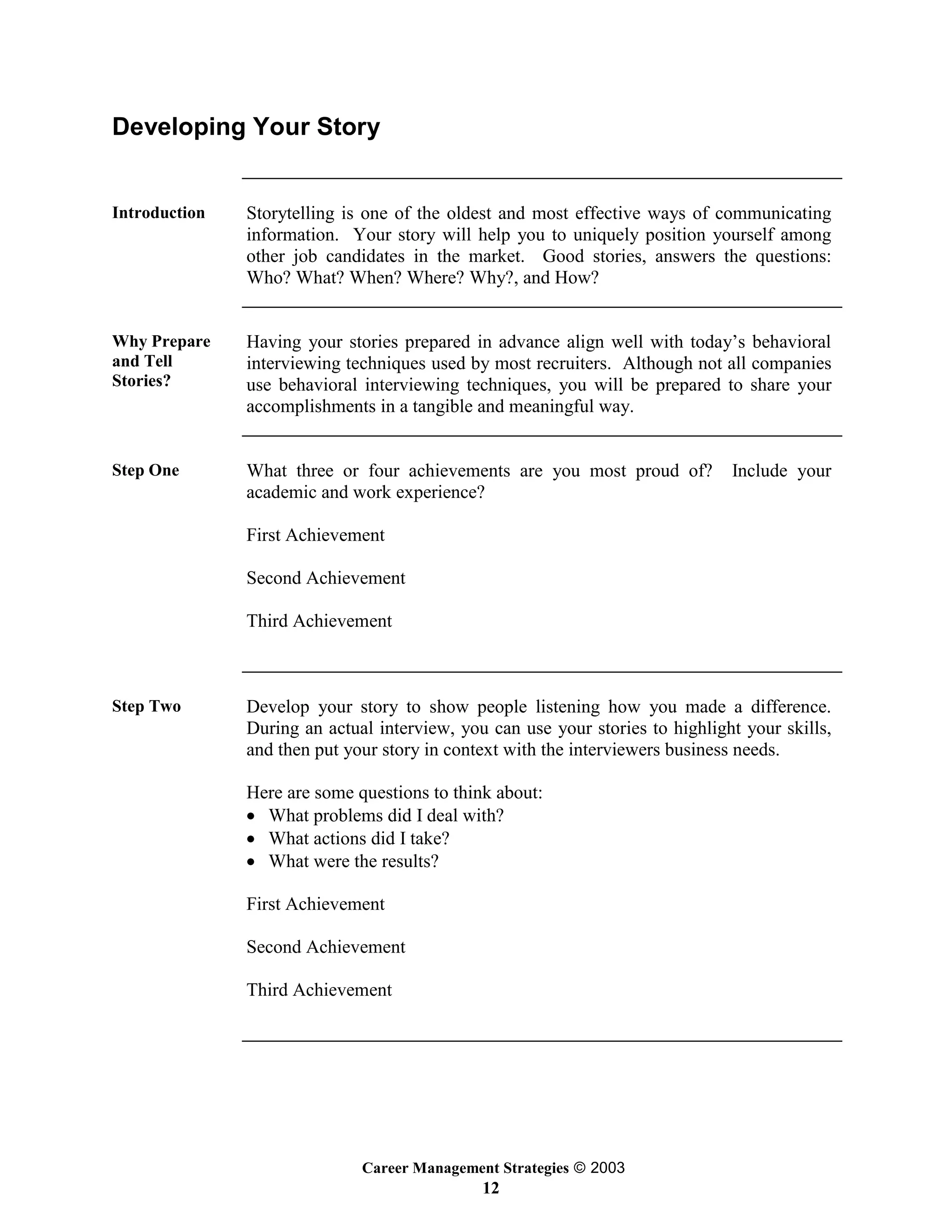 Career Management Strategies