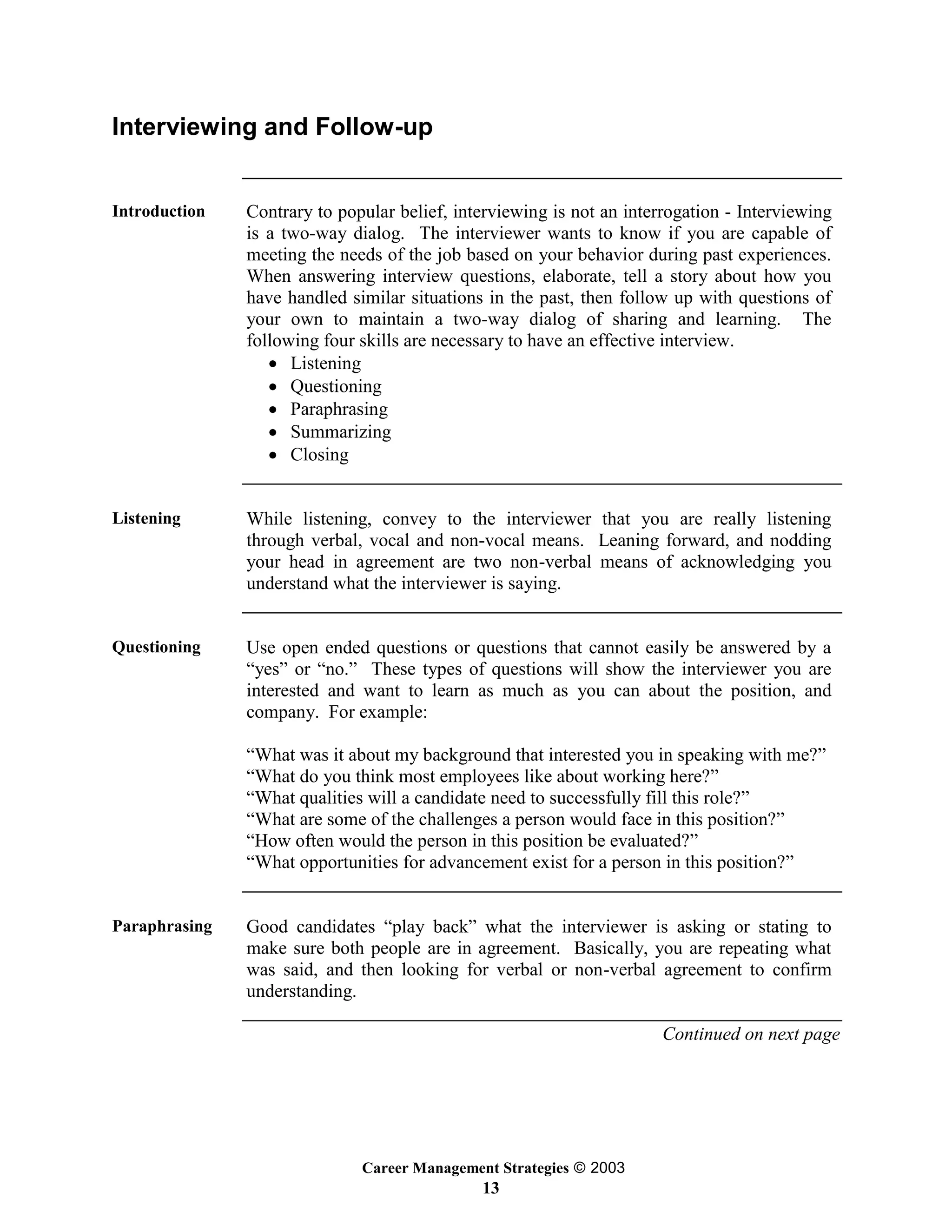 Career Management Strategies