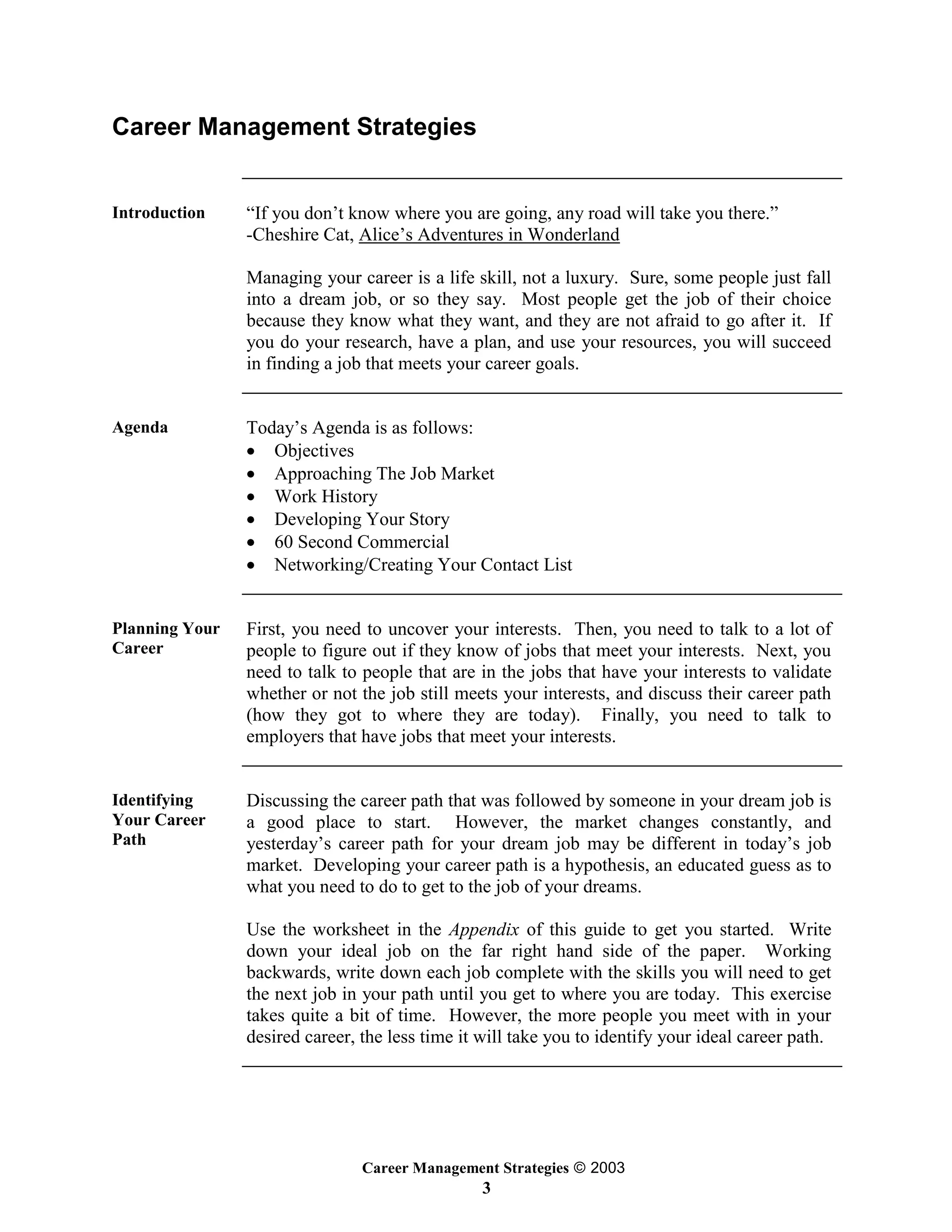 Career Management Strategies