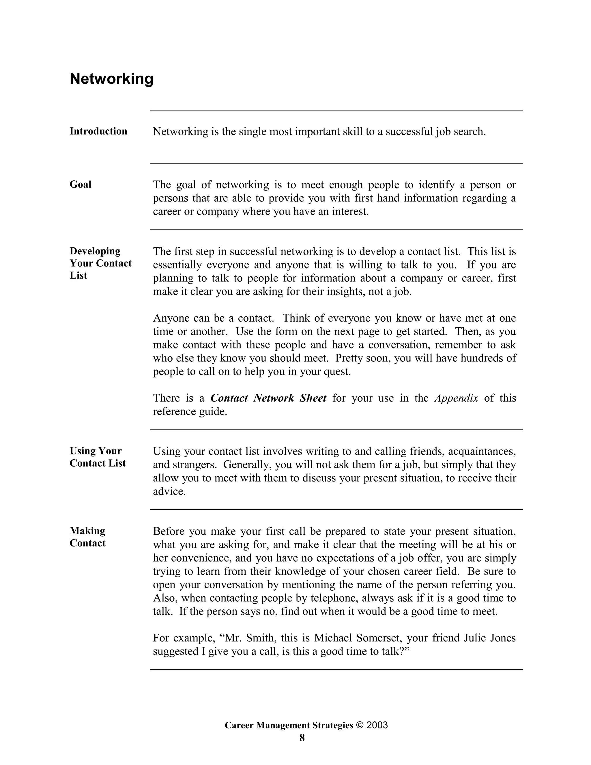 Career Management Strategies