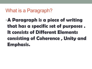 Elements of A Paragraph | PPTX