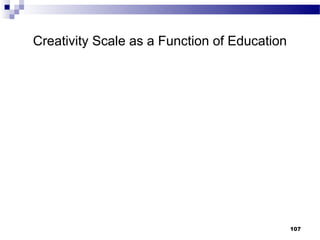Creativity Scale as a Function of Education




                                              107
 