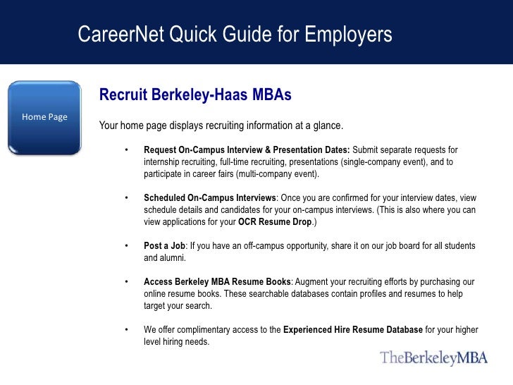 careernet quick guide for berkeley mba employers
