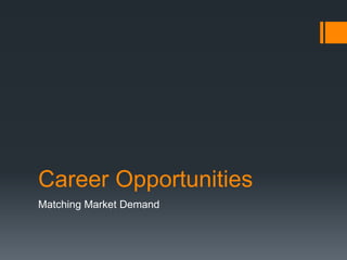 Career Opportunities
Matching Market Demand
 