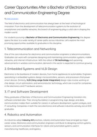 Career Opportunities After a Bachelor of Electronics and Communication ...