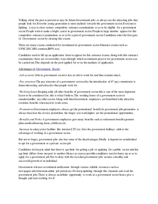 Career opportunities in government sector