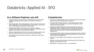 Databricks: Applied AI - SFO
As a Software Engineer, you will
• Shape the direction of some of our key data science areas ...