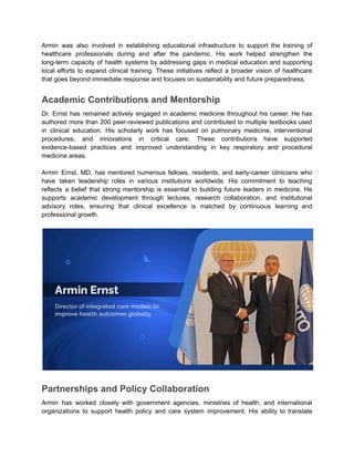 Career Overview of Dr. Armin Ernst of Malta | PDF