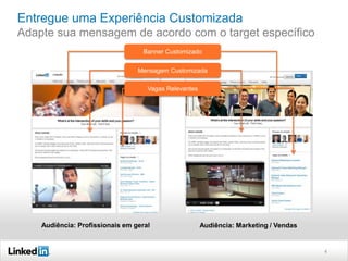 Entregue uma Experiência Customizada
Adapte sua mensagem de acordo com o target específico
Banner Customizado
Mensagem Customizada

Vagas Relevantes

Audiência: Profissionais em geral

Audiência: Marketing / Vendas

4

 