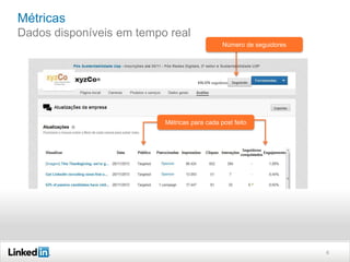 Métricas
Dados disponíveis em tempo real
Número de seguidores

Métricas para cada post feito

6

 