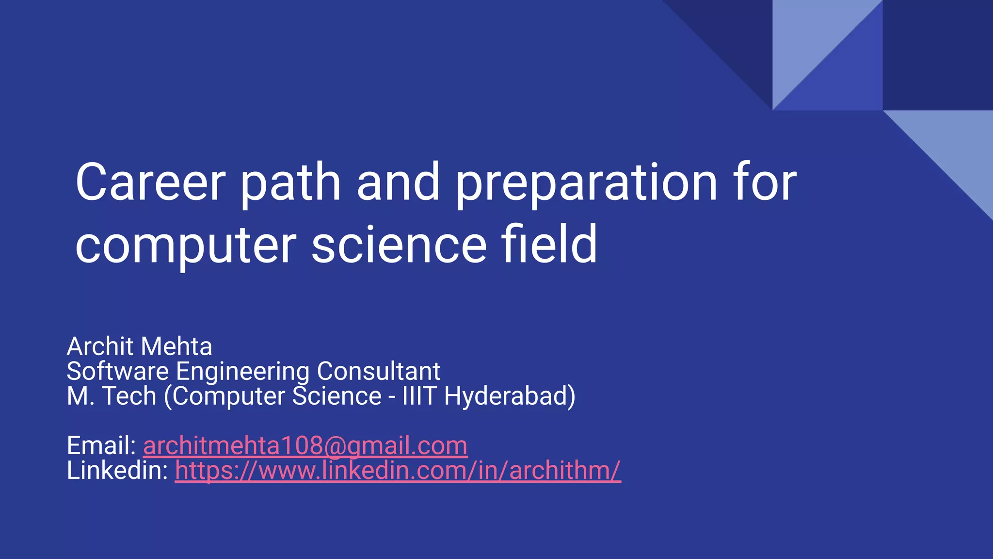Career path and preparation for computer science field | PDF