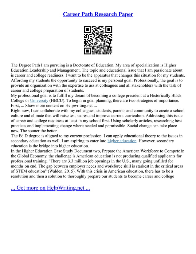 Career Path Research Paper | PDF