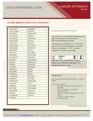 Career Pathway Quick Reference Guide | PDF
