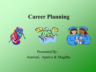 Career Planning
Presented By :
Asawari, Apurva & Mugdha
 